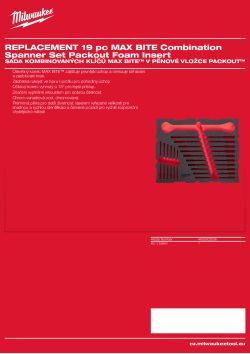 MILWAUKEE Náhradní pěnová vložka PACKOUT™ pro sadu 19 kombinovaných klíčů MAX BITE™ 4932502036 A4 PDF