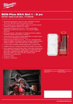 MILWAUKEE Sada vrtáků SDS-Plus MX4 5 ks 4932498297 A4 PDF