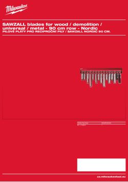 MILWAUKEE Nordic 90 cm Sawzall Blades 4932430544 A4 PDF