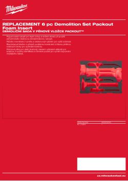 MILWAUKEE Náhradní pěnová vložka PACKOUT™ pro 6dílnou demoliční sadu 4932502040 A4 PDF