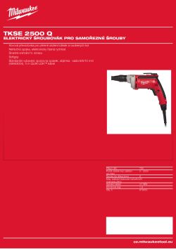 MILWAUKEE Elektrický šroubovák pro samořezné štrouby 679050 A4 PDF