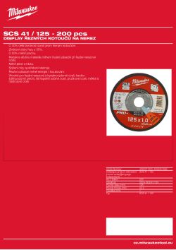 MILWAUKEE Řezný kotouč na nerez SCS41/125x1,0mm PRO+ - 200ks 4932371900 A4 PDF