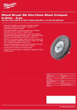MILWAUKEE Kotoučový kartáč S6 60×13 mm, ocelový, vlnitý drát 0,3 mm – 3 ks 4932501705 A4 PDF