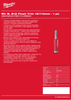 MILWAUKEE Zarovnávací fréza s ložiskem, stopka 8 mm, 19/110 mm – 1 ks 4932500933 A4 PDF