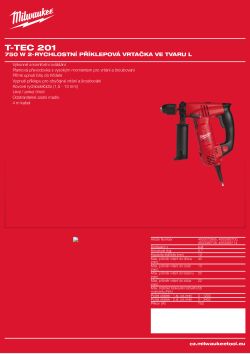 MILWAUKEE 750 W dvourychlostní příklepová vrtačka ve tvaru L 4933380708 A4 PDF