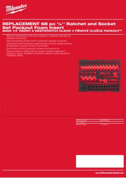 MILWAUKEE Náhradní pěnová vložka PACKOUT™ pro sadu 68 dílů 1/4″ ráčny a nástrčných hlavic 4932502032 A4 PDF
