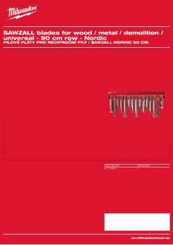 MILWAUKEE Nordic 90 cm Sawzall Blades 4932430543 A4 PDF