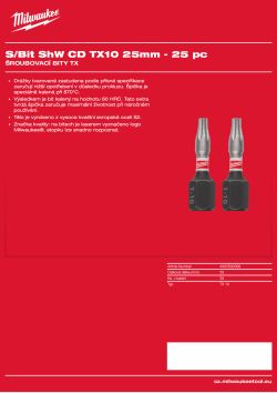 MILWAUKEE CD Tic Tac TX10 x 25 mm - 25 ks 4932500398 A4 PDF