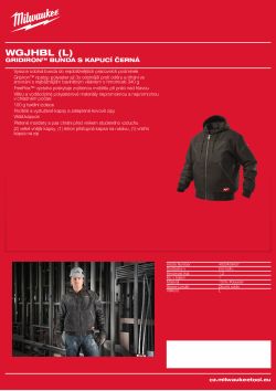 MILWAUKEE GRIDIRON™ Bunda s kapucí černá 4933459437 A4 PDF