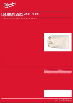 MILWAUKEE Sáček na prach, vyžaduje  rám 4931329719. 4932313096 A4 PDF