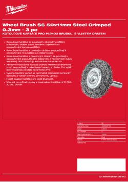 MILWAUKEE Kotoučový kartáč S6 50×11 mm, ocelový, vlnitý drát 0,3 mm – 3 ks 4932501703 A4 PDF