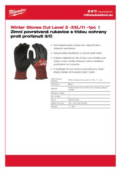MILWAUKEE Zimní Rukavice CutC - XXL/ 11 - 1 pár 4932471350 A4 PDF