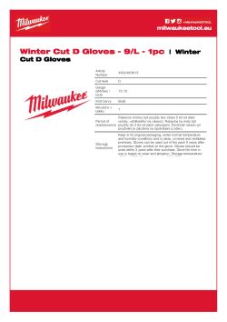 MILWAUKEE Zimní Rukavice CutD - 9/L - 1 pár 4932480613 A4 PDF