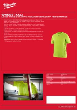 MILWAUKEE Lehké triko s krátkým rukávem WORKSKIN™ Performance - reflexní 4933464209 A4 PDF