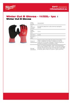 MILWAUKEE Zimní Rukavice CutB - 11/XXL - 1 pár 4932480605 A4 PDF