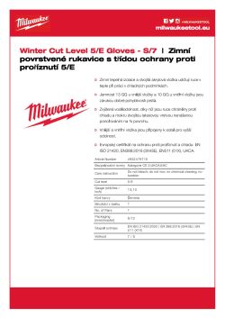 MILWAUKEE Zimní Rukavice CutE - S/7 - 1 pár 4932479710 A4 PDF
