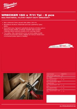 MILWAUKEE WRECKER 150 x 7/11 Tpi - 5 ks 48005701 A4 PDF