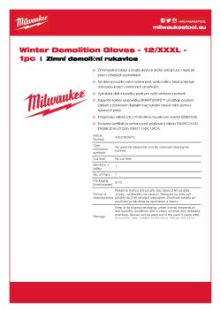 MILWAUKEE Zimní demoliční Rukavice Cut - 12/XXXL - 1 pár 4932480976 A4 PDF