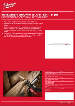 MILWAUKEE Plátky WRECKER™ 300 x 7/11T 48475711 A4 PDF