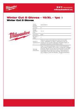 MILWAUKEE Zimní Rukavice CutD - 10/XL - 1 pár 4932480614 A4 PDF