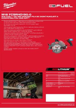 MILWAUKEE M18 FUEL™ 190mm okružní pila se zadní rukojetí a kompatibilitou ONE-KEY™ 4933500787 A4 PDF