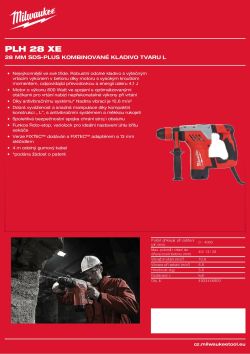 MILWAUKEE Třírežimové vrtací kladivo SDS-Plus 28 mm ve tvaru L se systémem FIXTEC 4933446800 A4 PDF