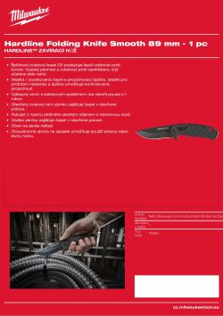 MILWAUKEE HARDLINE™ zavírací nůž 89 mm - s hladkým ostřím 4932492453 A4 PDF