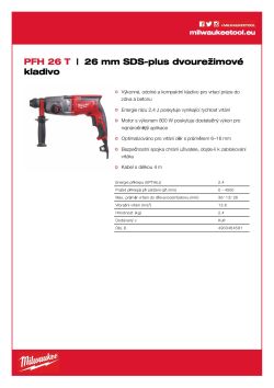 MILWAUKEE Dvourežimové vrtací kladivo SDS-Plus 26 mm 4933464581 A4 PDF