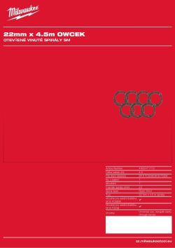 MILWAUKEE Sada spirály s otevřeným vinutím 22 mm × 4,5 m se spojovacím koncem 4932471713 A4 PDF