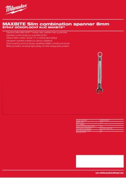 MILWAUKEE Štíhlý očkoplochý klíč MAXBITE™ 8 mm 4932500007 A4 PDF