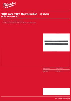 MILWAUKEE Oboustranné tvrdokovové nože. Dva oboustranné nože vhodné pro měkké i tvrdé dřevo 4932316243 A4 PDF