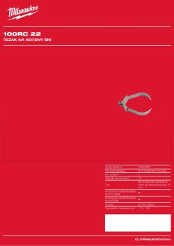 MILWAUKEE Kořenová řezná hlavice 100 mm pro spirály 22 mm 48533833 A4 PDF