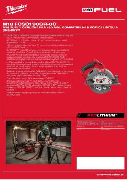 MILWAUKEE M18 FUEL™ okružní pila 190 mm, kompatibilní s vodicí lištou a ONE-KEY™ 4933498993 A4 PDF