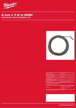 MILWAUKEE Spirála s vnitřním jádrem 6 mm × 7,6 m, s výkyvnou hlavicí 48532574 A4 PDF