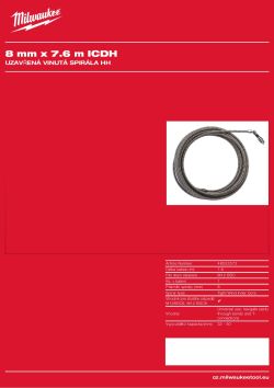 MILWAUKEE Spirála s vnitřním jádrem 8 mm × 7,6 m, s výkyvnou hlavicí 48532572 A4 PDF
