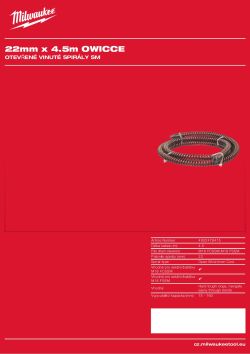 MILWAUKEE Spirála s otevřeným vinutím a vnitřním jádrem 22 mm × 4,5 m se spojovacím koncem 4932478415 A4 PDF