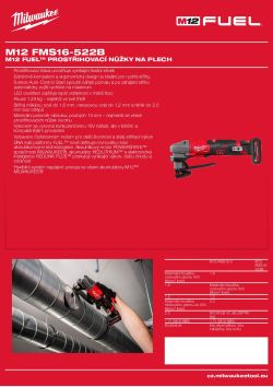 MILWAUKEE M12 FUEL™ prostřihovací nůžky na plech 4933502338 A4 PDF