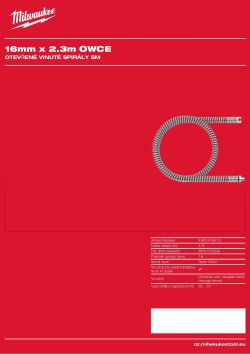MILWAUKEE Spirála s otevřeným vinutím 16 mm × 2,3 m se spojovacím koncem 4932478413 A4 PDF