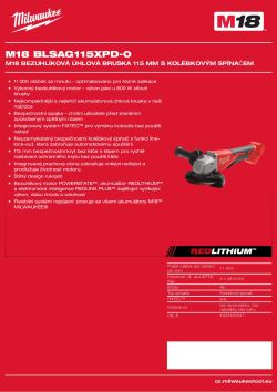 MILWAUKEE M18™ bezuhlíková úhlová bruska 115 mm s kolébkovým spínačem 4933492647 A4 PDF
