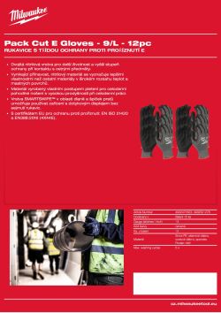 MILWAUKEE Gen 2 Cut E Gloves 4932501278 A4 PDF
