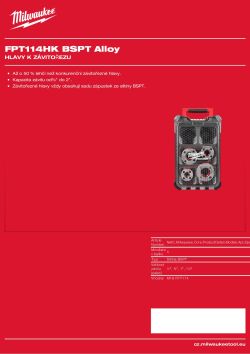 MILWAUKEE Sada závitořezných hlav FPT2HK BSPT z legované oceli v kufru PACKOUT™, 4 ks 4932480250 A4 PDF