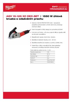 MILWAUKEE Úhlová bruska 1 550 W se systémem odsávání prachu (hloubka řezu 19 mm) 4933448025 A4 PDF