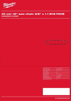 MILWAUKEE Pilový řetěz 40 cm/ 16″, ⅜″ x 1,1 mm 4932464873 A4 PDF