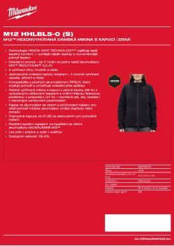 MILWAUKEE M12™ HEXON™Vyhřívaná dámská mikina s kapucí černá 4932499194 A4 PDF
