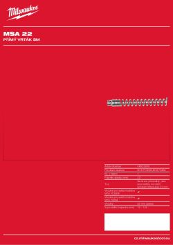 MILWAUKEE Střední rovný vrták pro spirály 22 mm 48533830 A4 PDF