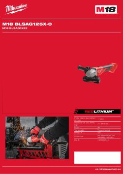 MILWAUKEE M18™ bezuhlíková úhlová bruska 125 mm s posuvným spínačem 4933492643 A4 PDF