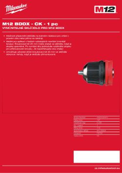 MILWAUKEE Náhradní sklíčidlo pro M12 BDDX 4932430444 A4 PDF