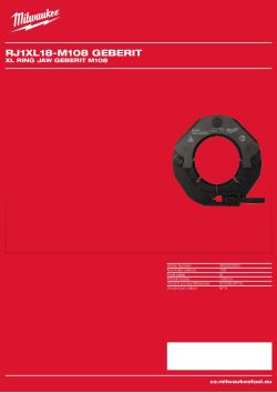 MILWAUKEE XL Ring Jaw GEBERIT M108 4932502660 A4 PDF