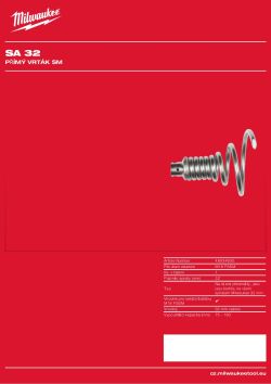 MILWAUKEE Přímý vytahovací nástavec pro spirály 32 mm 48534830 A4 PDF