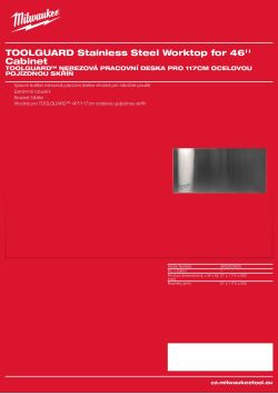 MILWAUKEE TOOLGUARD™ nerezová pracovní deska pro 46″/117cm ocelovou pojízdnou skříň 4932502429 A4 PDF